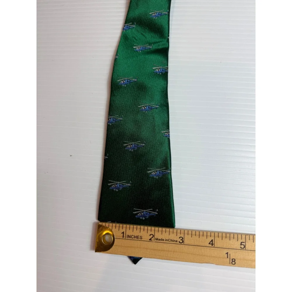 Nordstrom Green Helicopter‎ Print Tie Silk Necktie Business Career